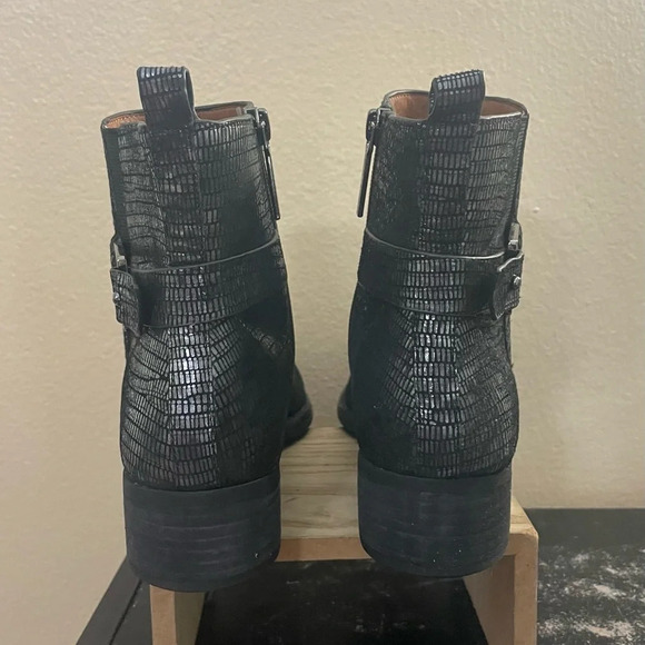 Donald Pliner Metallic Lizard Print Leather Boot Size 7 Goth Unique Rock - Picture 11 of 11